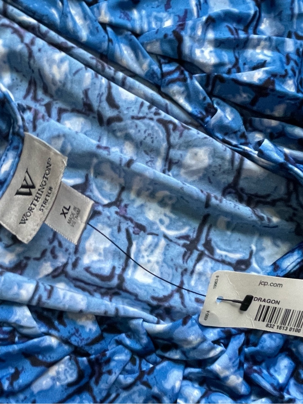 Worthington Blue Patterned Long-Sleeve Scoop Neck Top - Picture 2 of 2